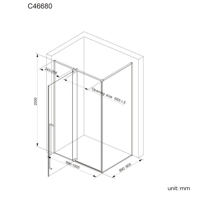 Cologne Brushed Copper Easy Clean 8mm Hinged Shower Enclosure 1000x900mm