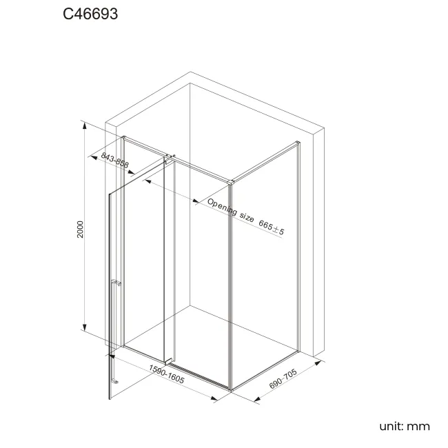 Cologne Brushed Copper Easy Clean 8mm Hinged Shower Enclosure 1600x700mm