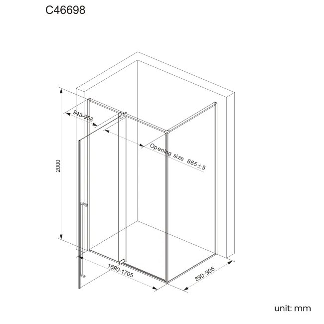 Cologne Brushed Copper Easy Clean 8mm Hinged Shower Enclosure 1700x900mm