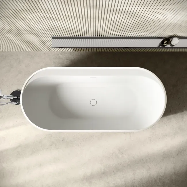 Shore 1700 Matt White Freestanding Bath - Chrome Feet