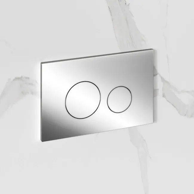 Idaho Pneumatic Wall Hung Toilet Frame and Concealed Cistern with Chrome Flush Plate - Round Buttons