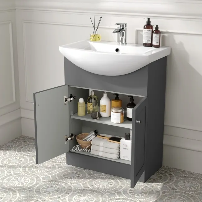 Capri Slate Grey Combination Vanity Basin and Aruba Toilet 1150mm - Chrome Handles