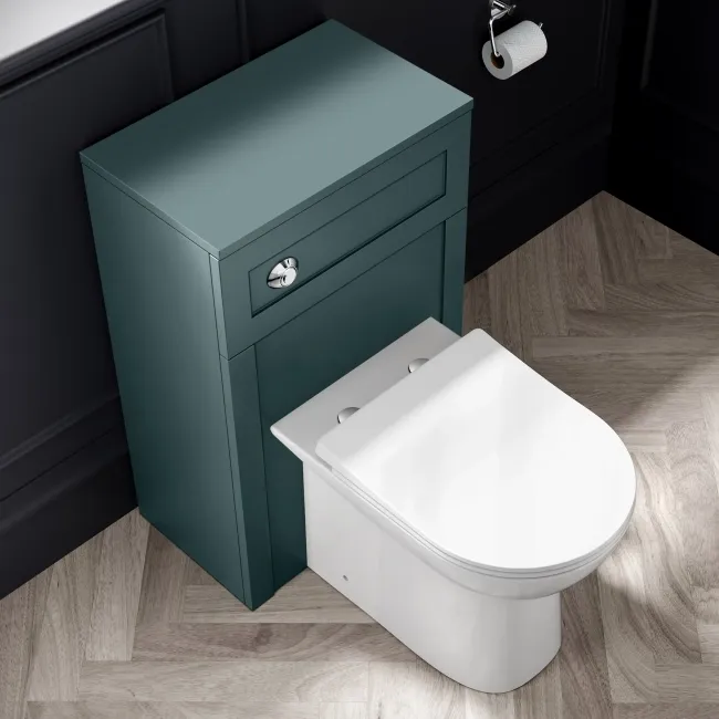 Capri Mystic Green Combination Vanity Basin and Aruba Toilet 1150mm - Chrome Handles