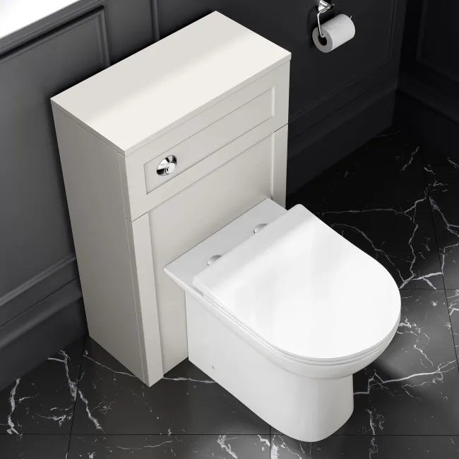 Milos Cotton White Combination Vanity Basin and Aruba Toilet 1100mm - Chrome Handles