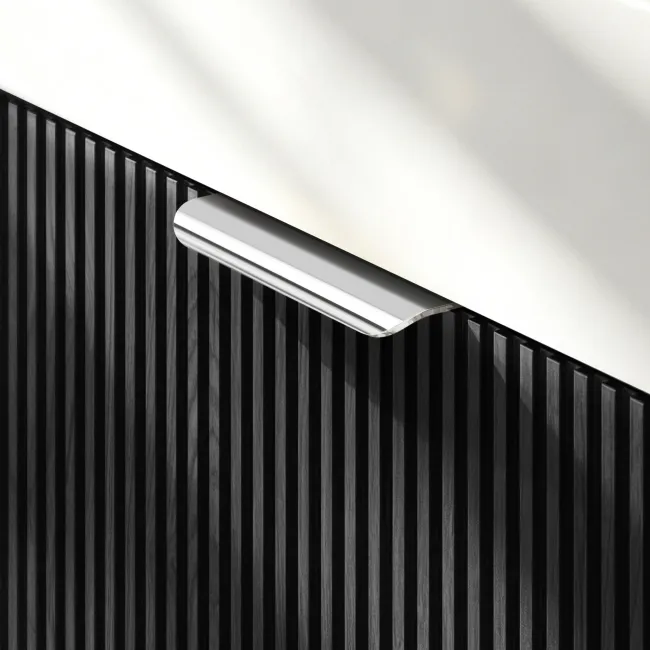 Cayman Black Oak Wall Hung Slimline Basin Drawer Vanity 800mm - Chrome Handle
