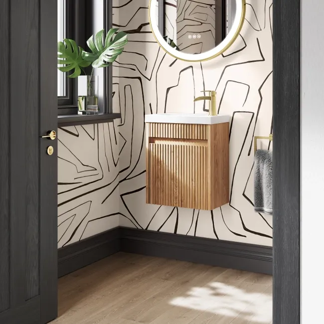 Hawaii Natural Oak Wall Hung Slimline Basin Vanity 400mm