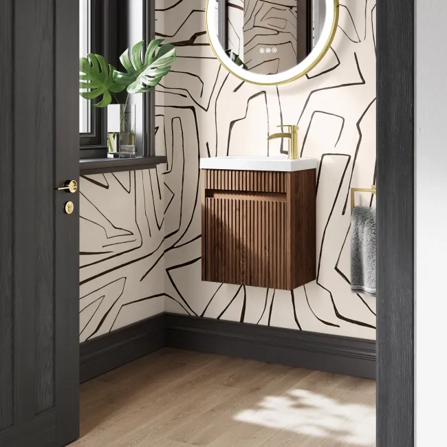 Hawaii Natural Walnut Wall Hung Slimline Basin Vanity 400mm