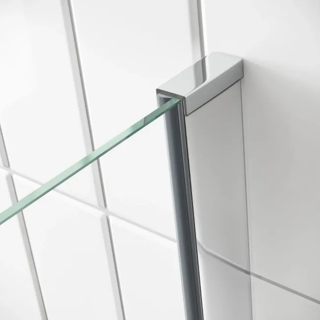 L Shaped 1700 Shower Bath with Front Panel & 4mm Fixed Screen with Rail - Right Handed