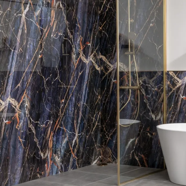 Trepanel Aqua Luxe® Blue Dramatic Marble Effect Embossed Gloss SPC XXL Wall Panel