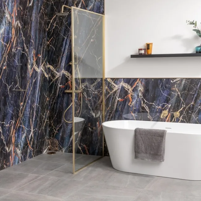 Trepanel Aqua Luxe® Blue Dramatic Marble Effect Embossed Gloss SPC XXL Wall Panel