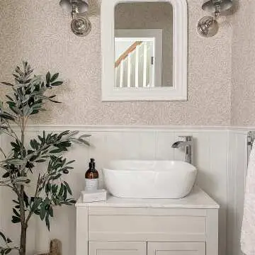 Bermuda Chalk White Vanity with Marble Top & Curved Counter Top Basin 600mm