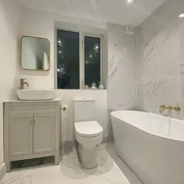 Bermuda Chalk White Vanity with Marble Top & Curved Counter Top Basin 800mm
