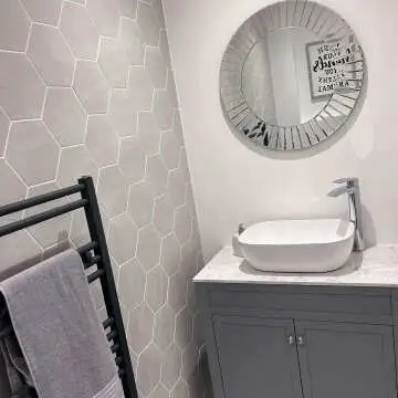 Bermuda Dove Grey Vanity with Marble Top & Curved Counter Top Basin 800mm