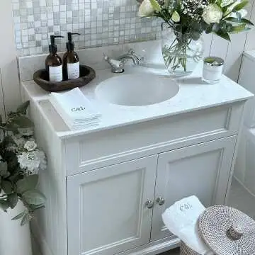 Lucia Chalk White Vanity with Marble Top & Undermount Basin 830mm