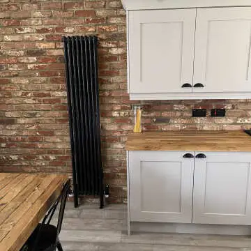 Athens Matt Black Double Column Vertical Traditional Radiator 1800x380mm