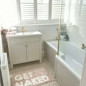 Bermuda Chalk White Basin Vanity 800mm - Brushed Brass Accents