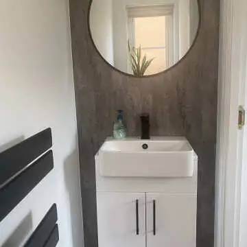 Harper Gloss White Vanity with Semi Recessed Basin 600mm - Black Accents