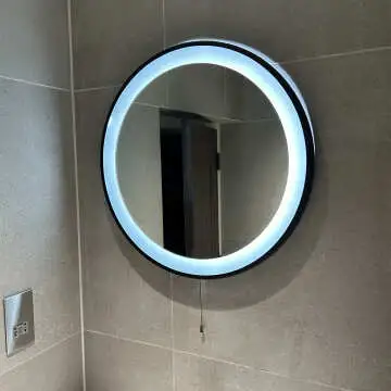 Mollie Battery Powered Black Framed Round Illuminated LED Mirror 600mm