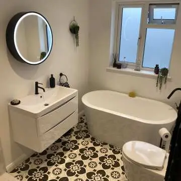 Mollie Black Framed Round Illuminated LED Mirror Cabinet 600mm