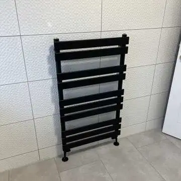 Santorini Matt Black Flat Panel Heated Towel Rail 1000x600mm