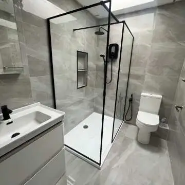 Munich Matt Black Framed Easy Clean 8mm Wet Room Shower Glass Panel 900mm