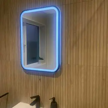 Olivia Battery Powered Black Framed Illuminated LED Mirror 700x500mm
