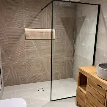 Munich Matt Black Framed Easy Clean 8mm Wet Room Shower Glass Panel 1000mm