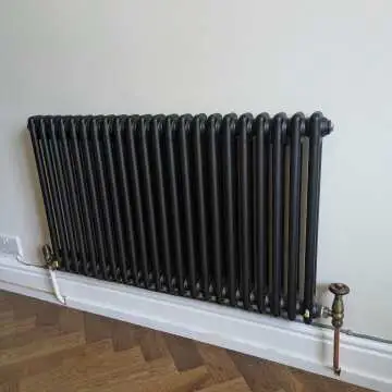 Athens Matt Black Double Column Horizontal Traditional Radiator 600x1010mm