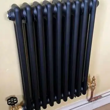 Athens Matt Black Double Column Horizontal Traditional Radiator 600x425mm