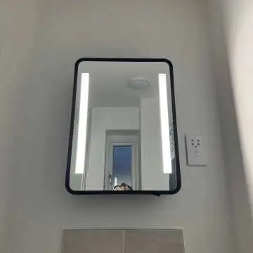 Olivia Battery Powered Black Framed Illuminated LED Mirror Cabinet 610x450mm
