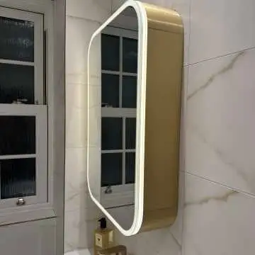 Willow Brushed Brass Illuminated LED Mirror Cabinet 700x500mm