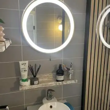 Delilah Battery Powered Brushed Brass Round Illuminated LED Mirror 500mm