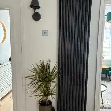 Athens Matt Black Double Column Vertical Traditional Radiator 1800x470mm
