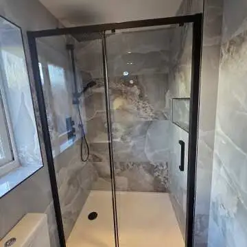 Hamburg Matt Black Easy Clean 8mm Sliding Shower Door 1200mm - Easy Fix Feature