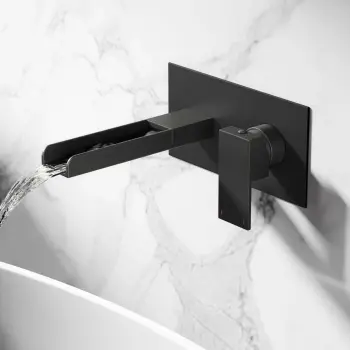 Avon Matt Black Waterfall Wall Mounted Basin Mixer Tap