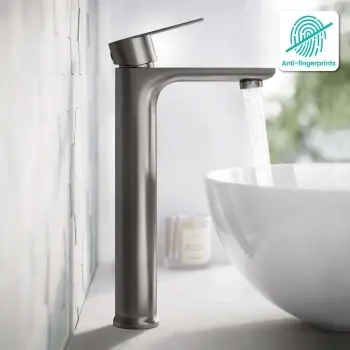 Glen Gunmetal Grey High Rise Basin Mixer Tap