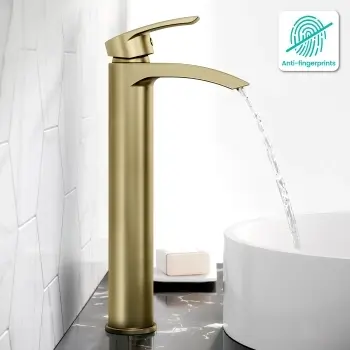 Spey Brushed Brass High Rise Basin Mixer Tap