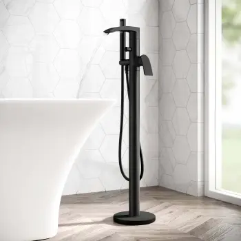 Severn Matt Black Freestanding Bath Shower Mixer Tap
