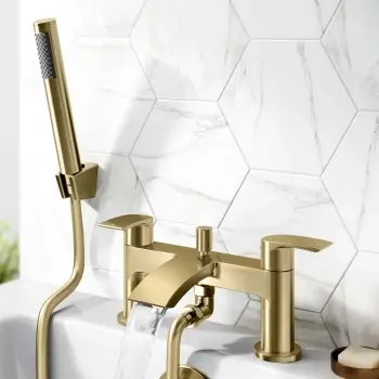 Severn Brushed Brass Bath Filler & Handheld Shower
