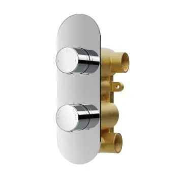 Ballina Premium Chrome Round Thermostatic Shower Valve - 2 Outlets