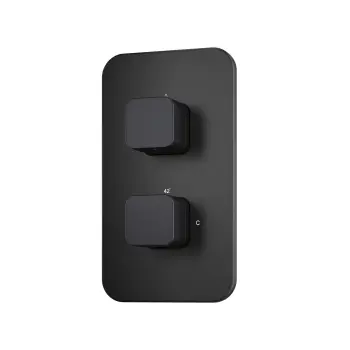 Galway Premium Matt Black Square Thermostatic Shower Valve - 1 Outlet