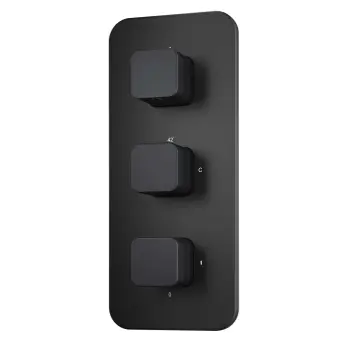 Galway Premium Matt Black Square Thermostatic Shower Valve - 3 Outlets