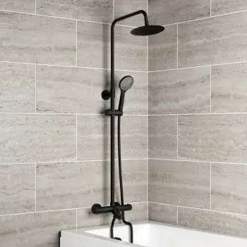 Ballina Round Matt Black Thermostatic Bath Filler Shower Set