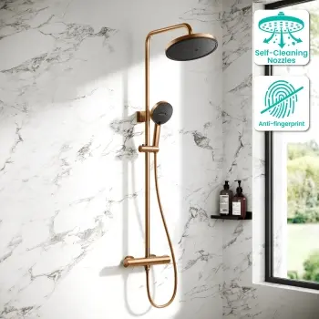 Derry Brushed Copper Round Thermostatic Shower Set