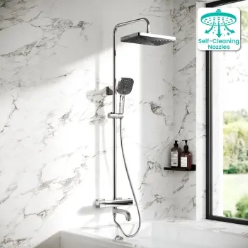 Kinsale Chrome Square Thermostatic Bath Filler Shower Set