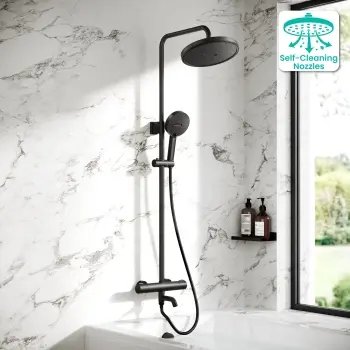 Derry Matt Black Round Shower with Bath Filler