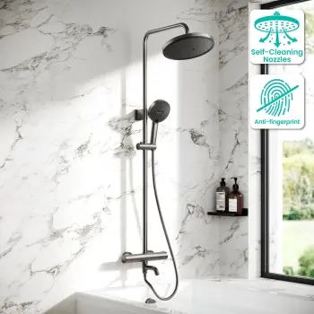 Derry Brushed Gunmetal Round Shower with Bath Filler