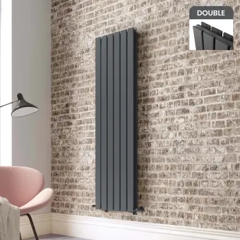Faro Anthracite Double Flat Panel Vertical Radiator 1600x420mm