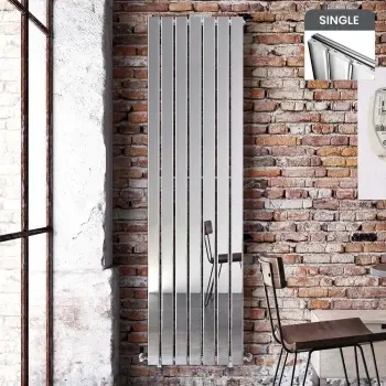 Faro Chrome Single Flat Panel Vertical Radiator 1800x490mm