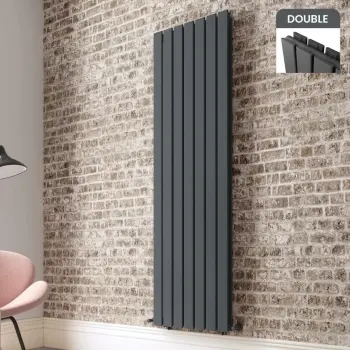 Faro Anthracite Double Flat Panel Vertical Radiator 1800x490mm